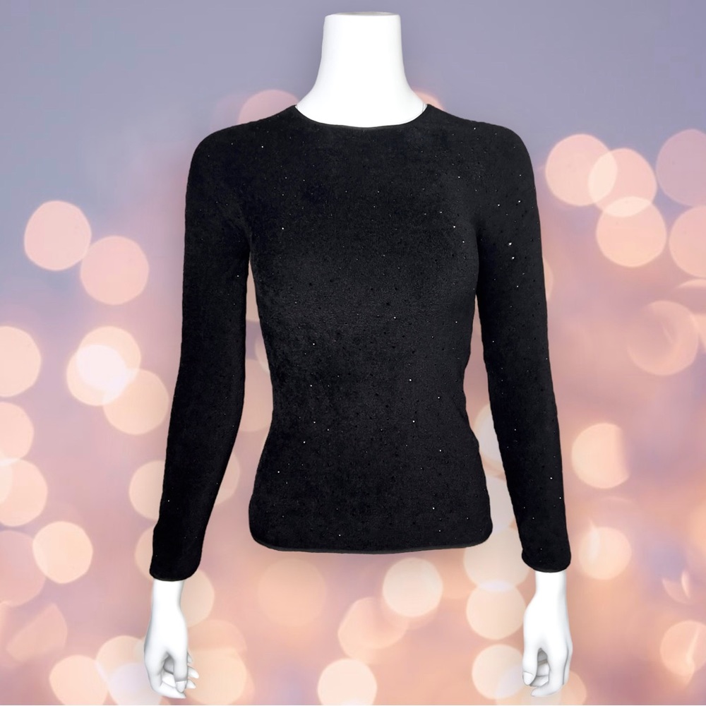 Giorgio Armani Embellished Rhinestone Sparkle Black Sweater - Size 38 AUTHENTIC